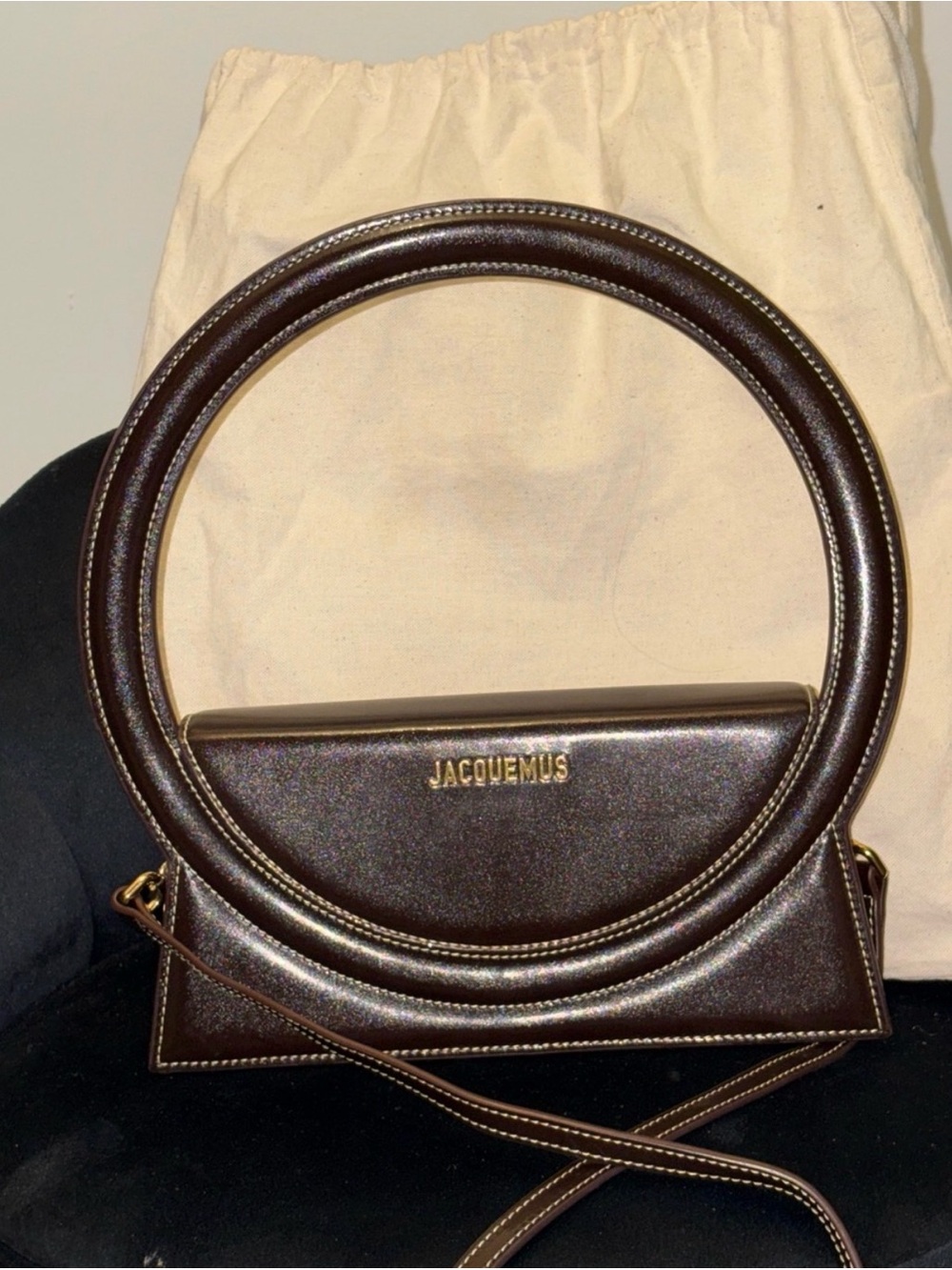 Jacquemus Dark Brown Circular
Handle Leather Mini Bag